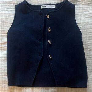 Zara Dark Blue Buttoned Vest